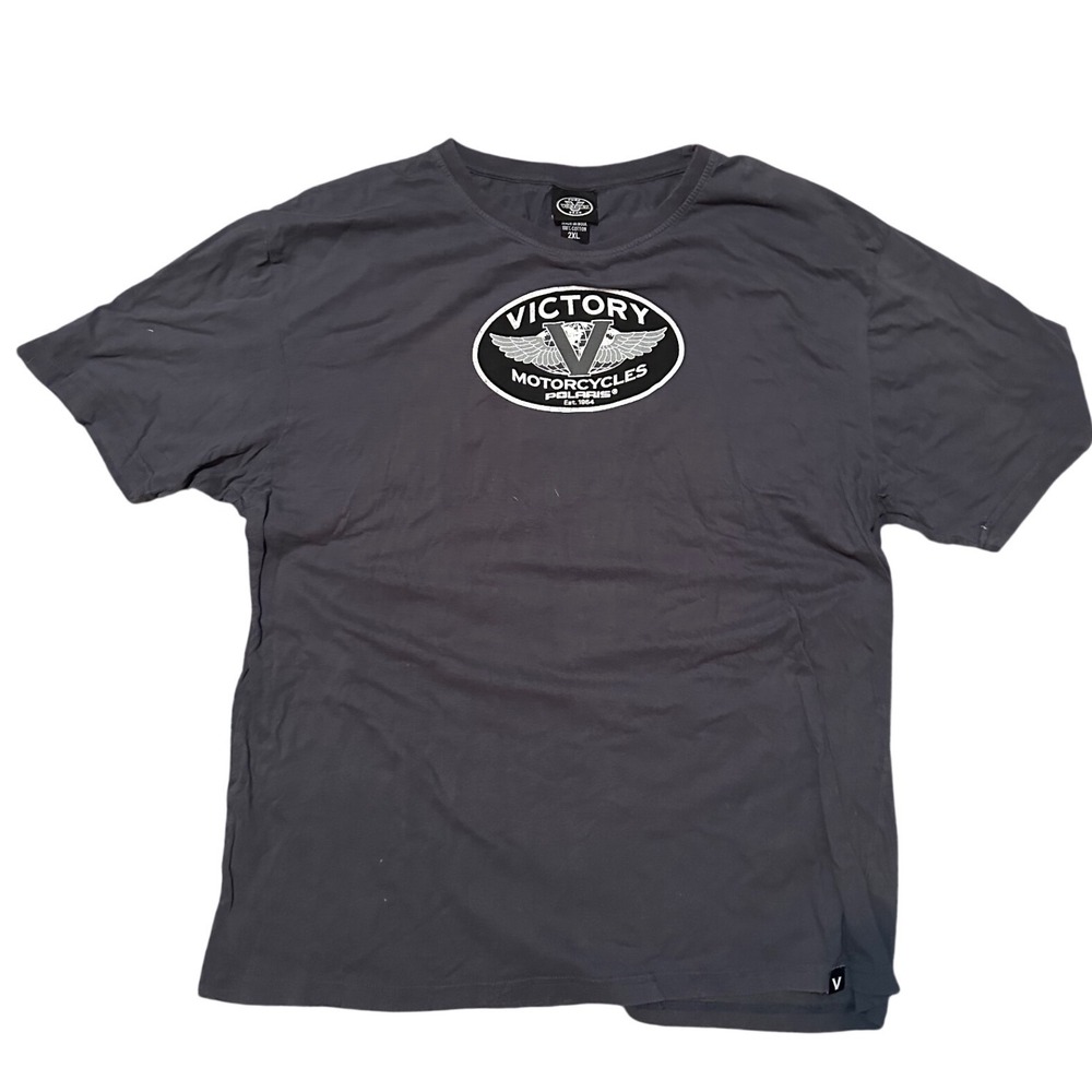 Victory Motorcycles Polaris Graphic T-Shirt Mens 2XL Charcoal Gray Cotton Tee